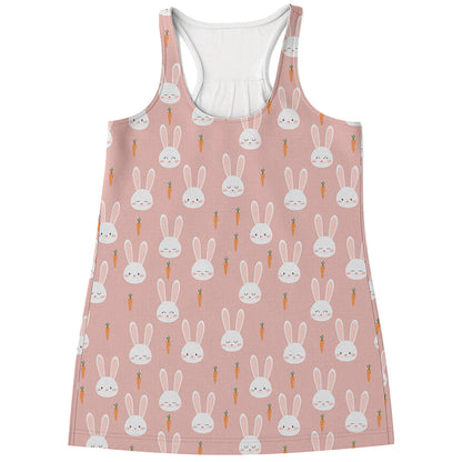 Rabbit And Carrot Pattern Print Women's Racerback Tank Top