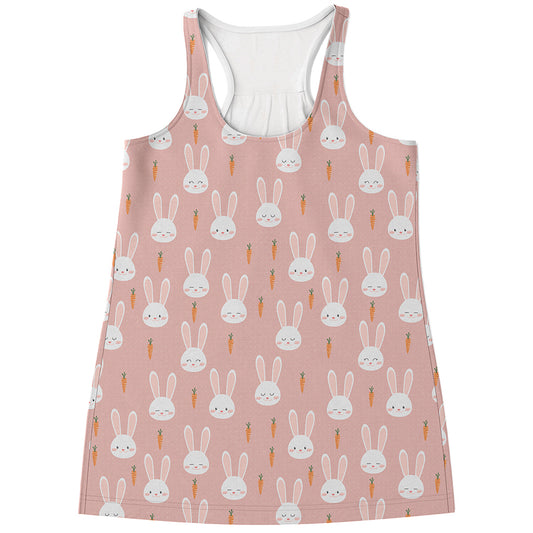 Rabbit And Carrot Pattern Print Women's Racerback Tank Top