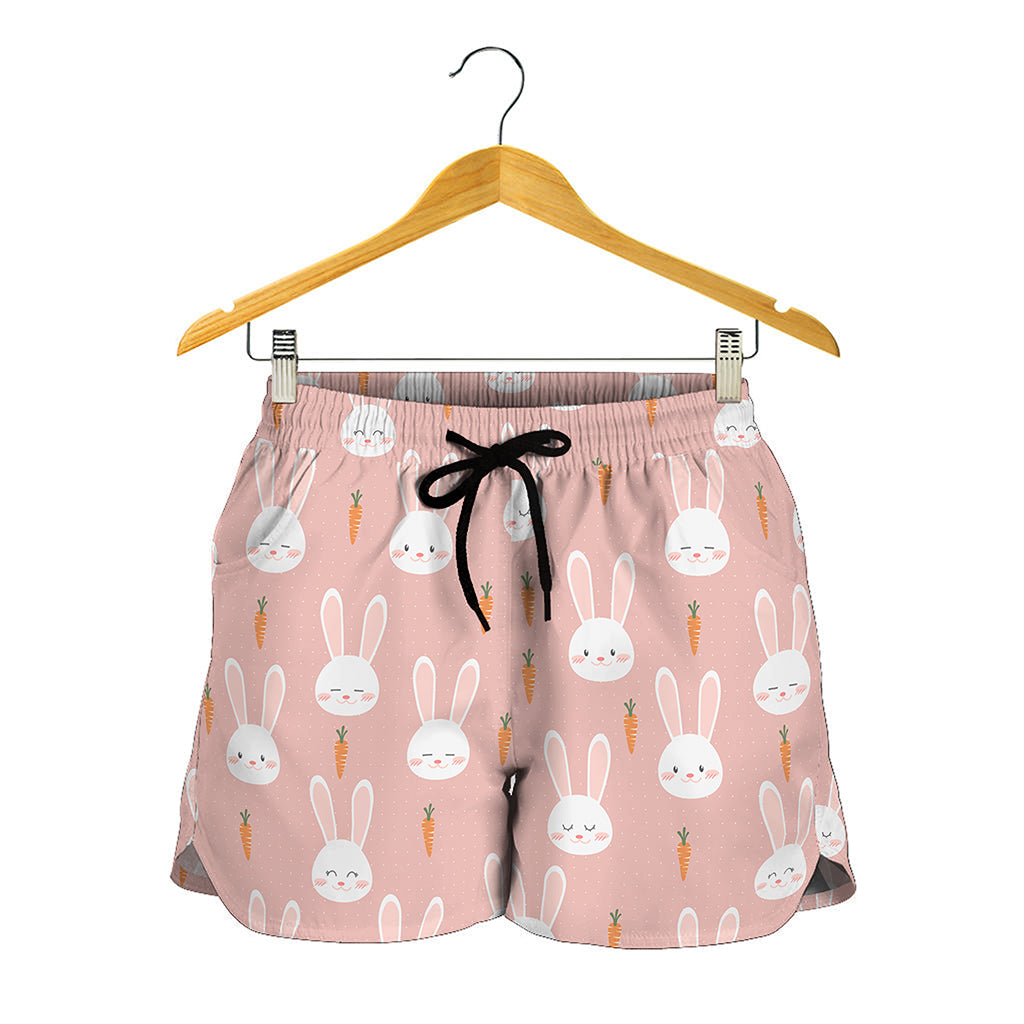 Rabbit And Carrot Pattern Print Women's Shorts