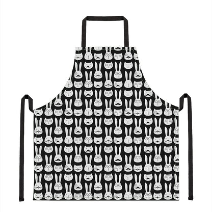 Rabbit And Cat Pattern Print Apron