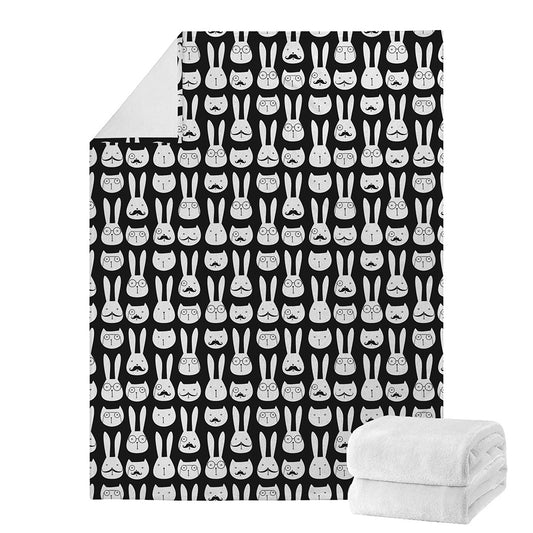 Rabbit And Cat Pattern Print Blanket