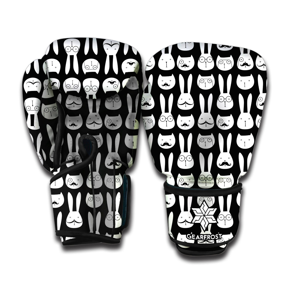 Rabbit And Cat Pattern Print Boxing Gloves