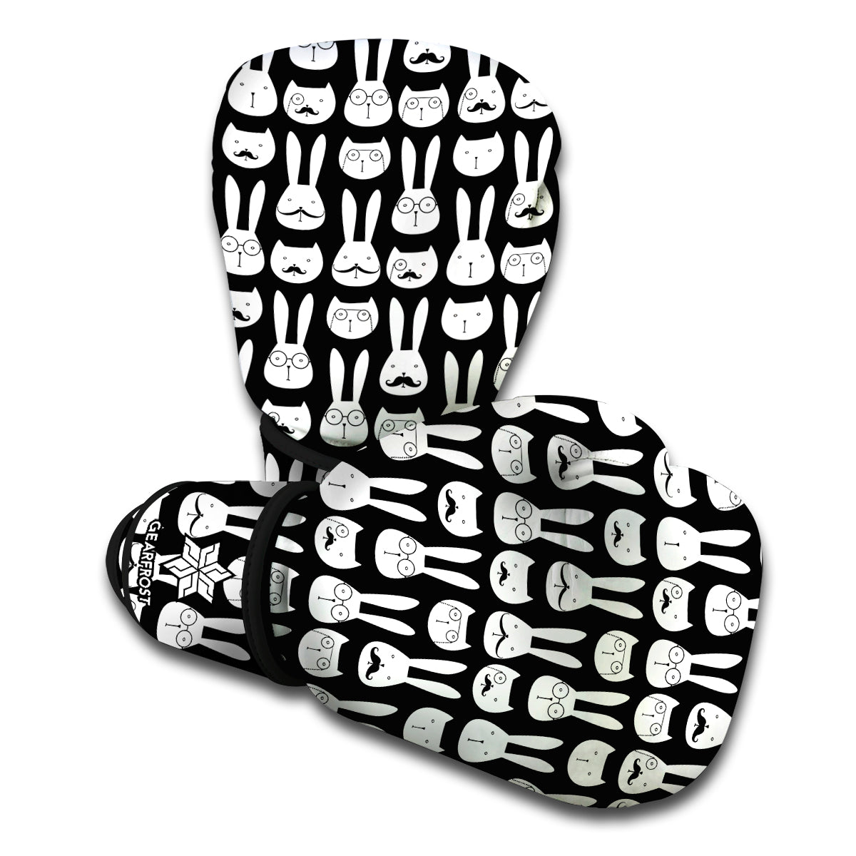 Rabbit And Cat Pattern Print Boxing Gloves
