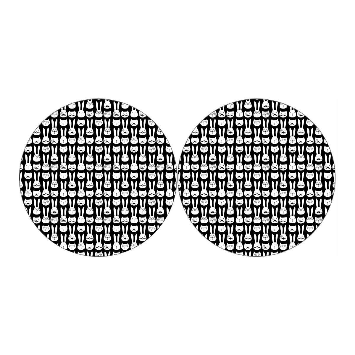 Rabbit And Cat Pattern Print Car Coasters