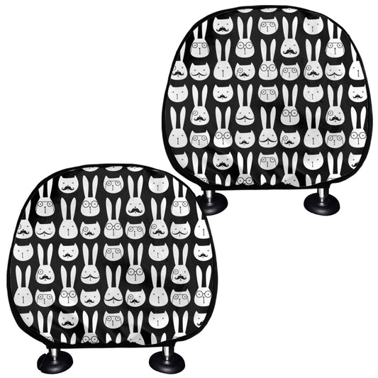 Rabbit And Cat Pattern Print Car Headrest Covers