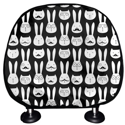 Rabbit And Cat Pattern Print Car Headrest Covers