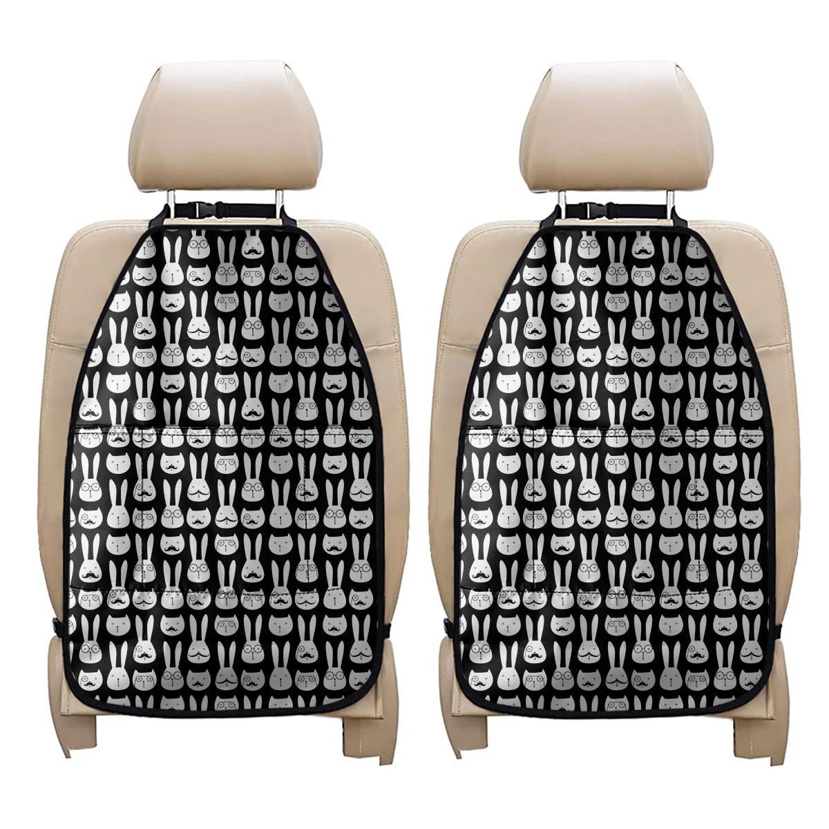 Rabbit And Cat Pattern Print Car Seat Organizers