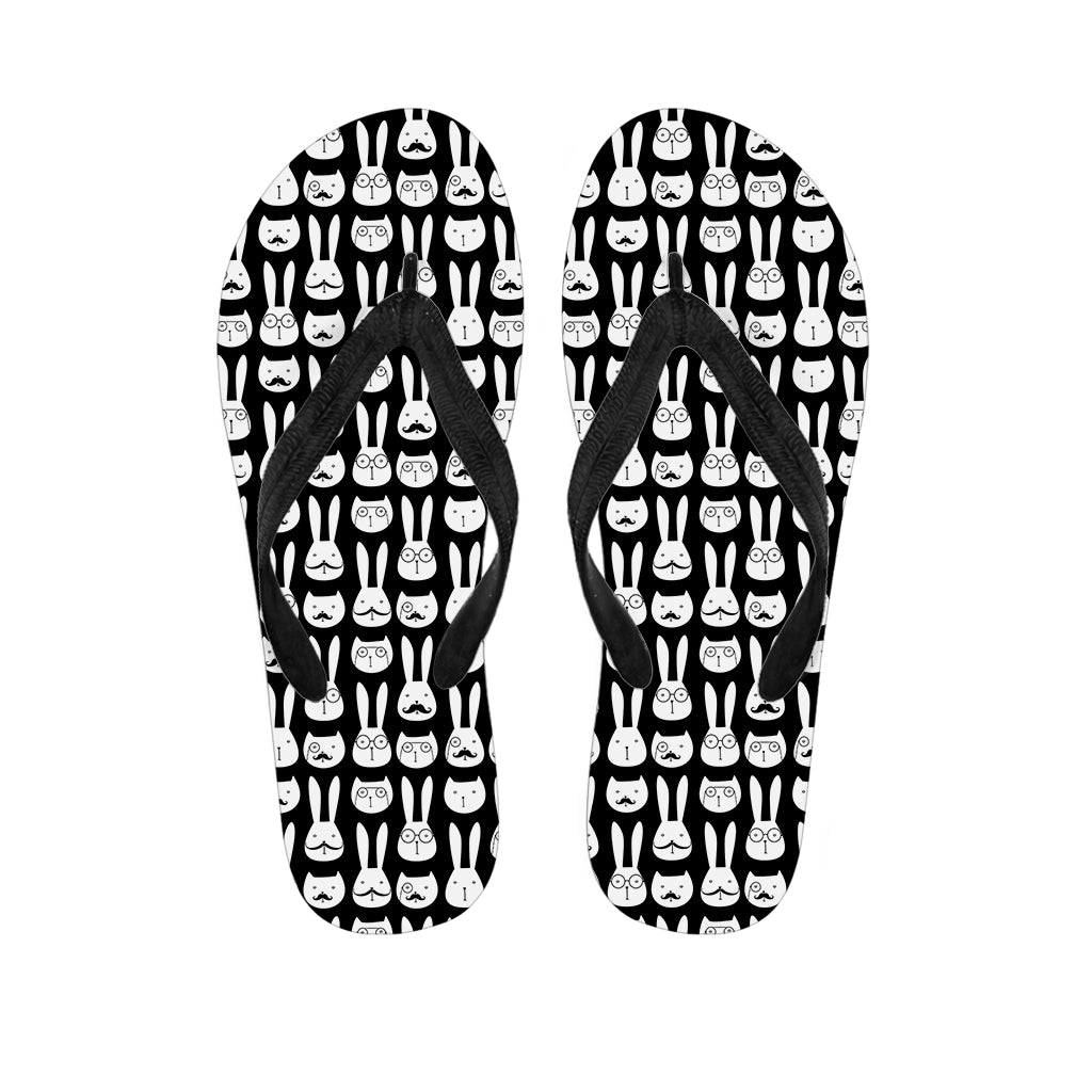 Rabbit And Cat Pattern Print Flip Flops