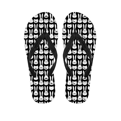 Rabbit And Cat Pattern Print Flip Flops