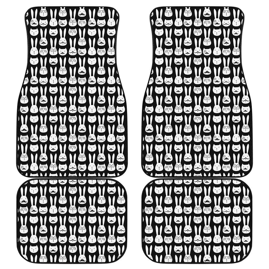 Rabbit And Cat Pattern Print Front and Back Car Floor Mats