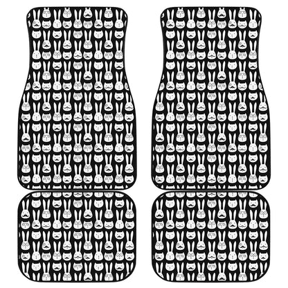 Rabbit And Cat Pattern Print Front and Back Car Floor Mats