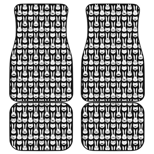 Rabbit And Cat Pattern Print Front and Back Car Floor Mats