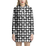 Rabbit And Cat Pattern Print Hoodie Dress