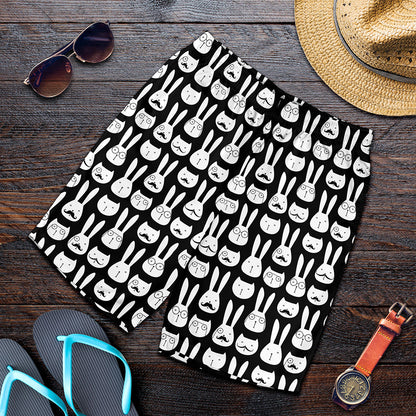 Rabbit And Cat Pattern Print Men's Shorts