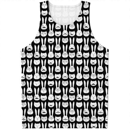 Rabbit And Cat Pattern Print Men's Tank Top