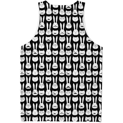 Rabbit And Cat Pattern Print Men's Tank Top