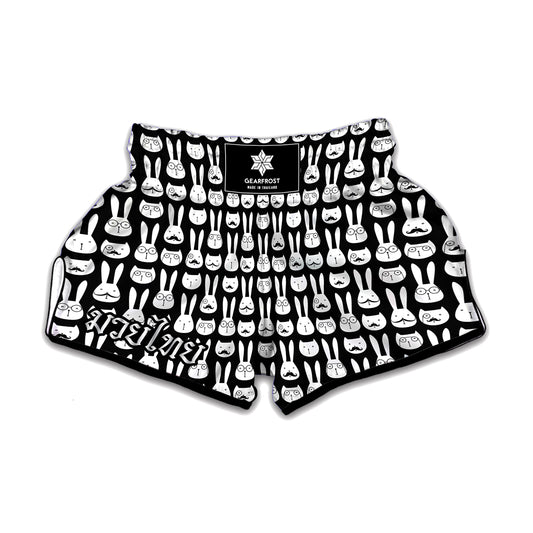 Rabbit And Cat Pattern Print Muay Thai Boxing Shorts