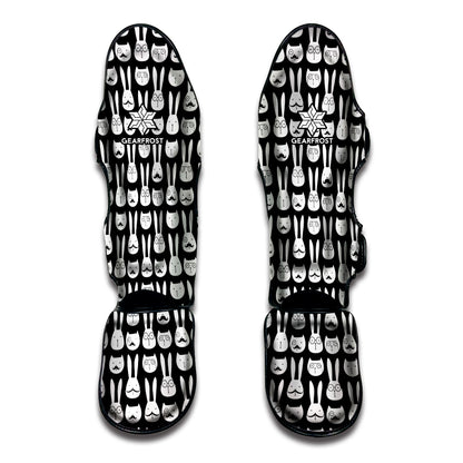 Rabbit And Cat Pattern Print Muay Thai Shin Guard