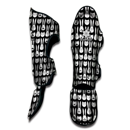 Rabbit And Cat Pattern Print Muay Thai Shin Guard
