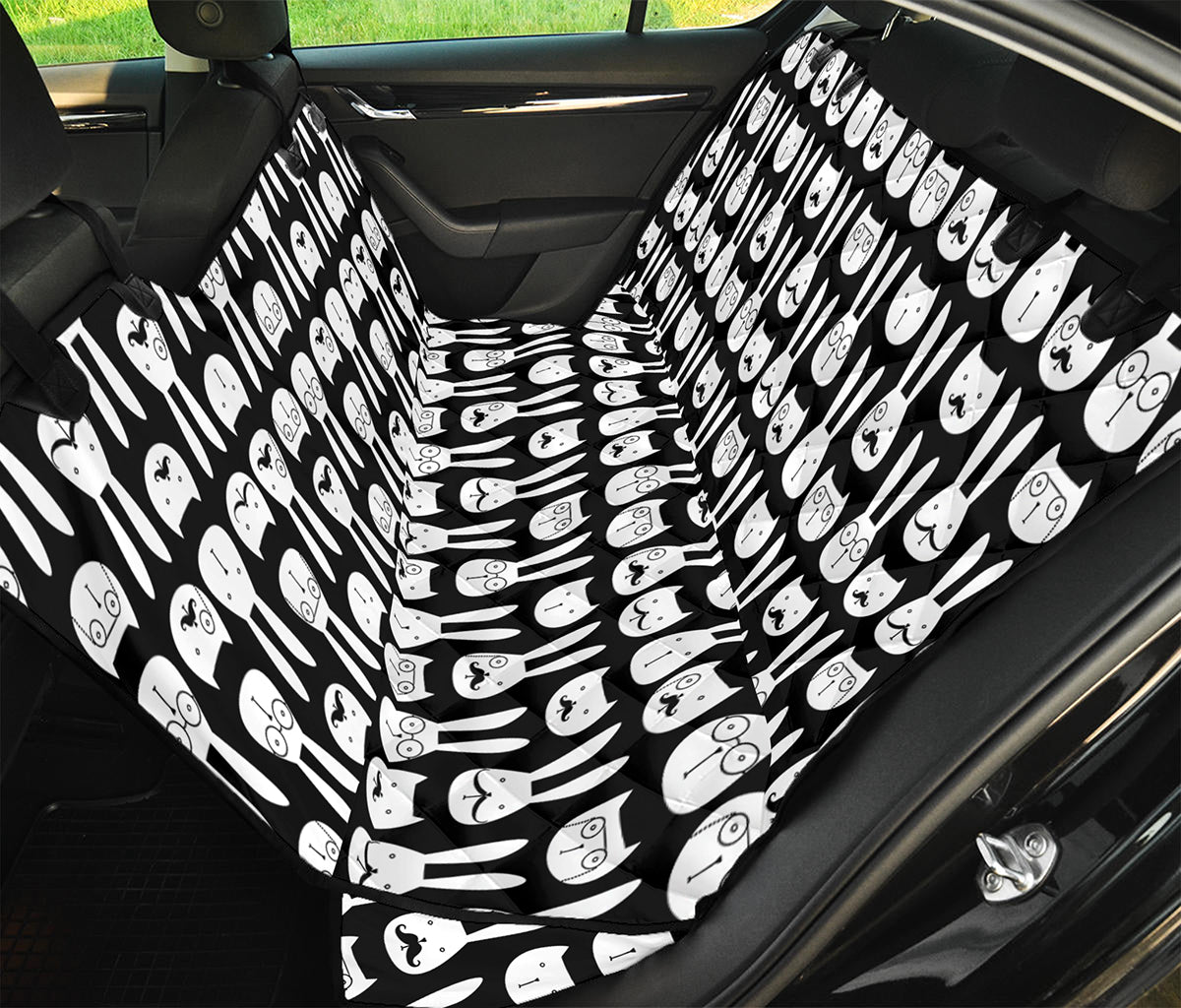 Rabbit And Cat Pattern Print Pet Car Back Seat Cover