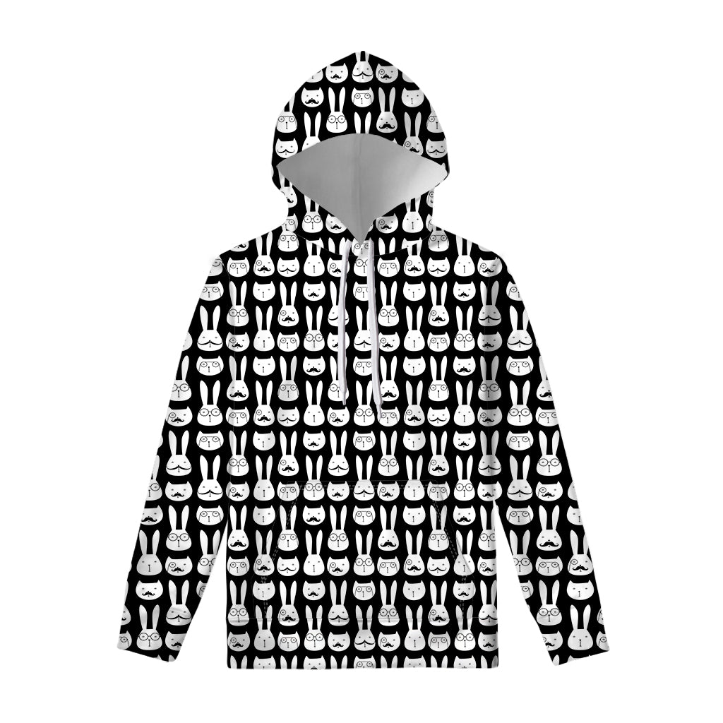 Rabbit And Cat Pattern Print Pullover Hoodie