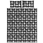 Rabbit And Cat Pattern Print Quilt Bed Set