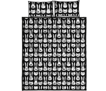 Rabbit And Cat Pattern Print Quilt Bed Set
