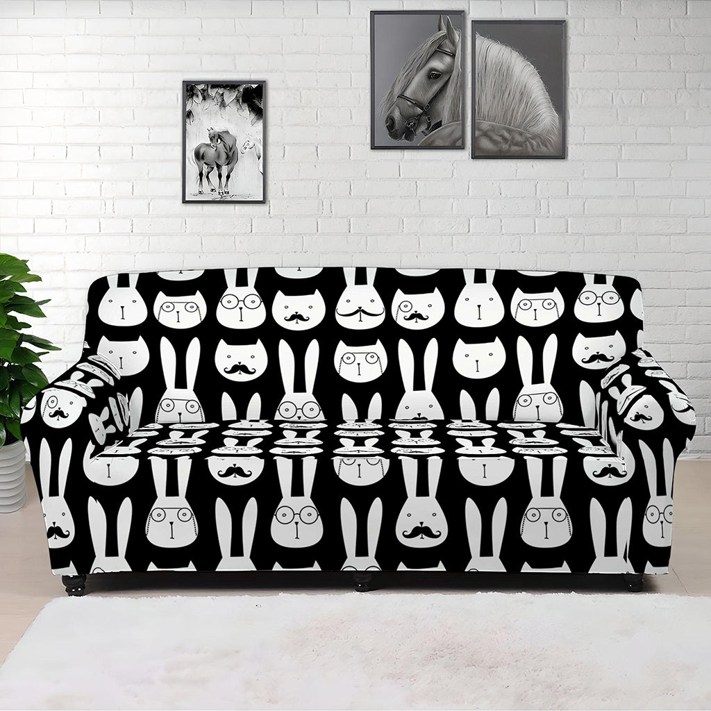 Rabbit And Cat Pattern Print Sofa Cover