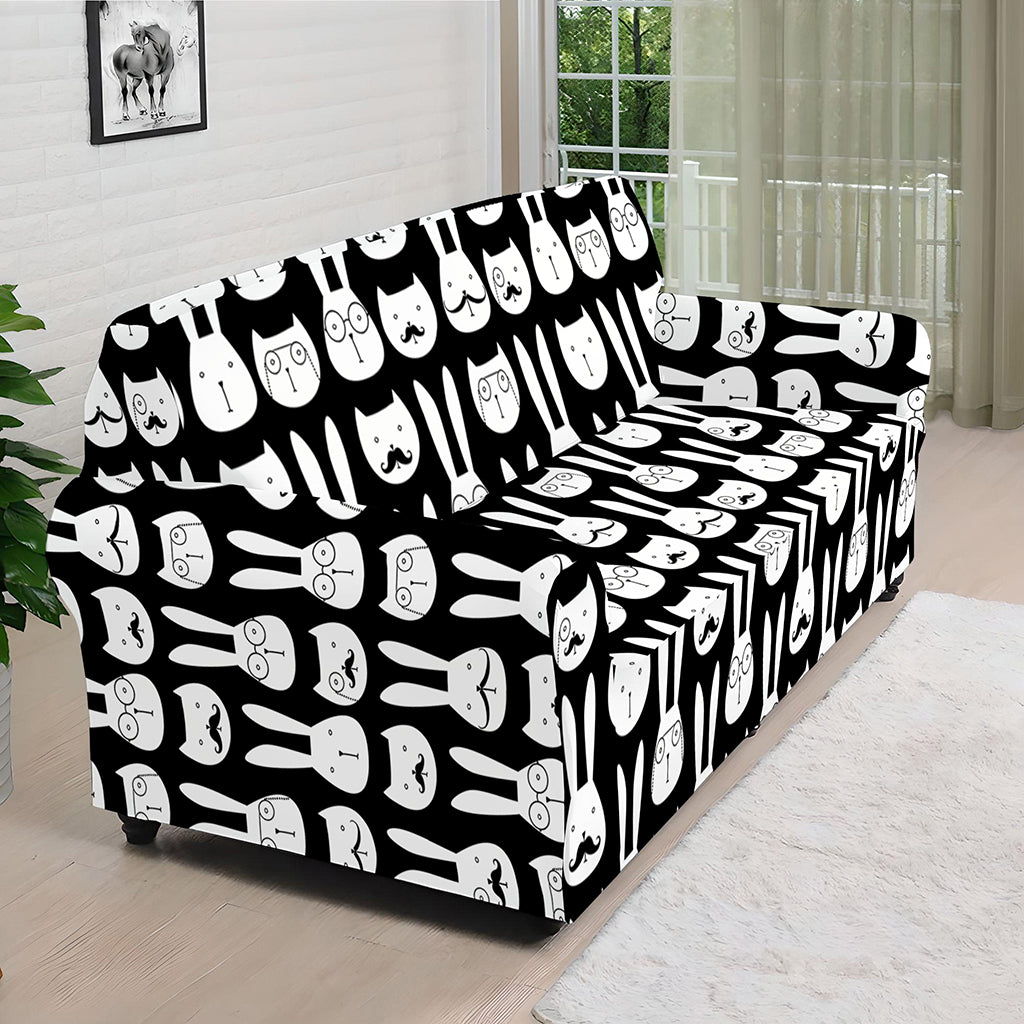 Rabbit And Cat Pattern Print Sofa Cover
