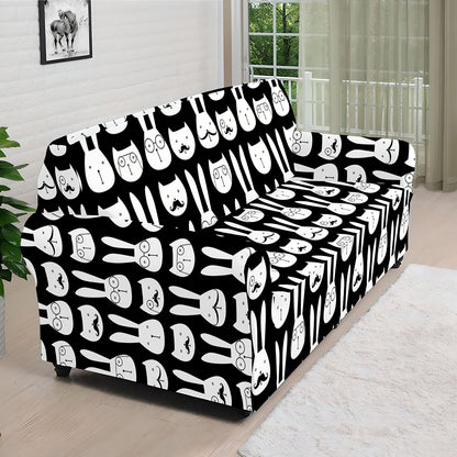 Rabbit And Cat Pattern Print Sofa Cover