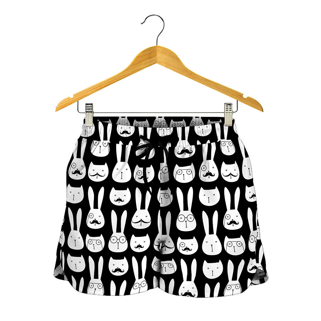 Rabbit And Cat Pattern Print Women's Shorts