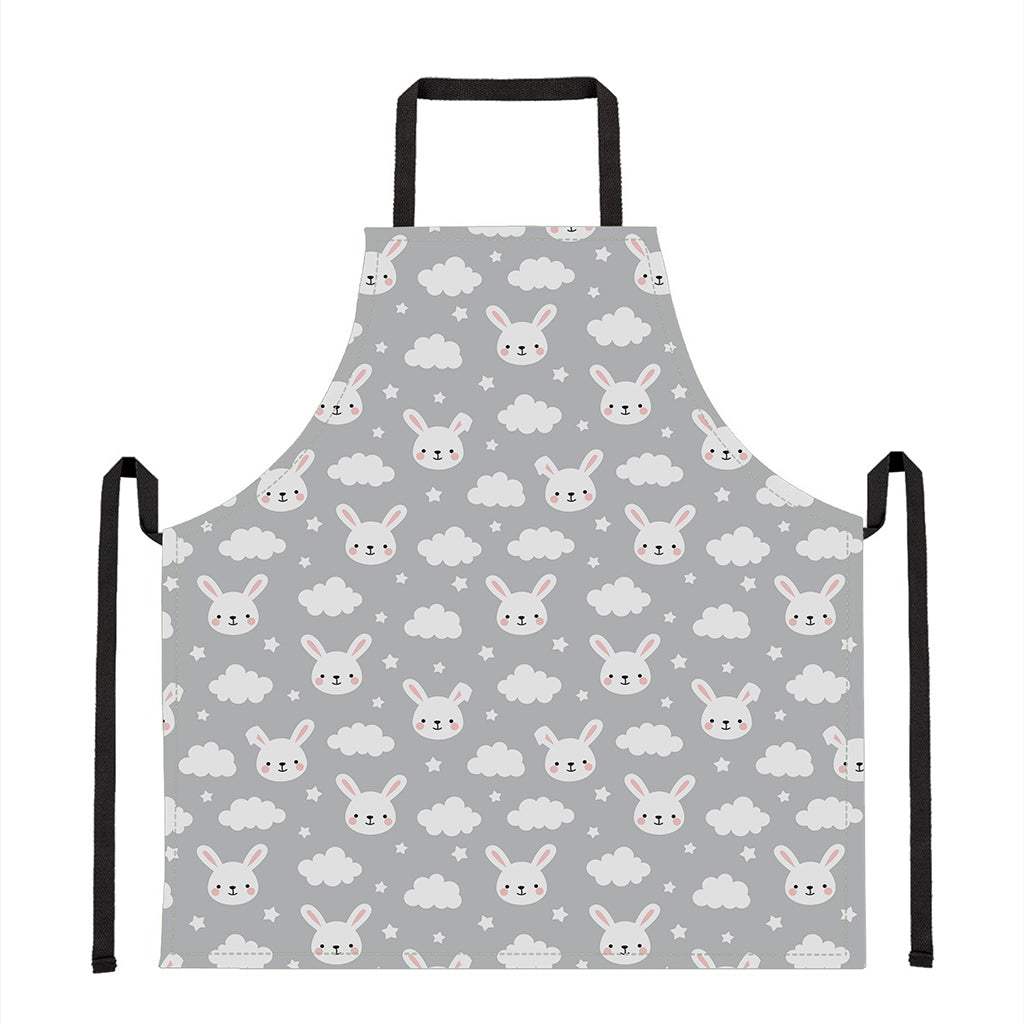 Rabbit And Cloud Pattern Print Apron