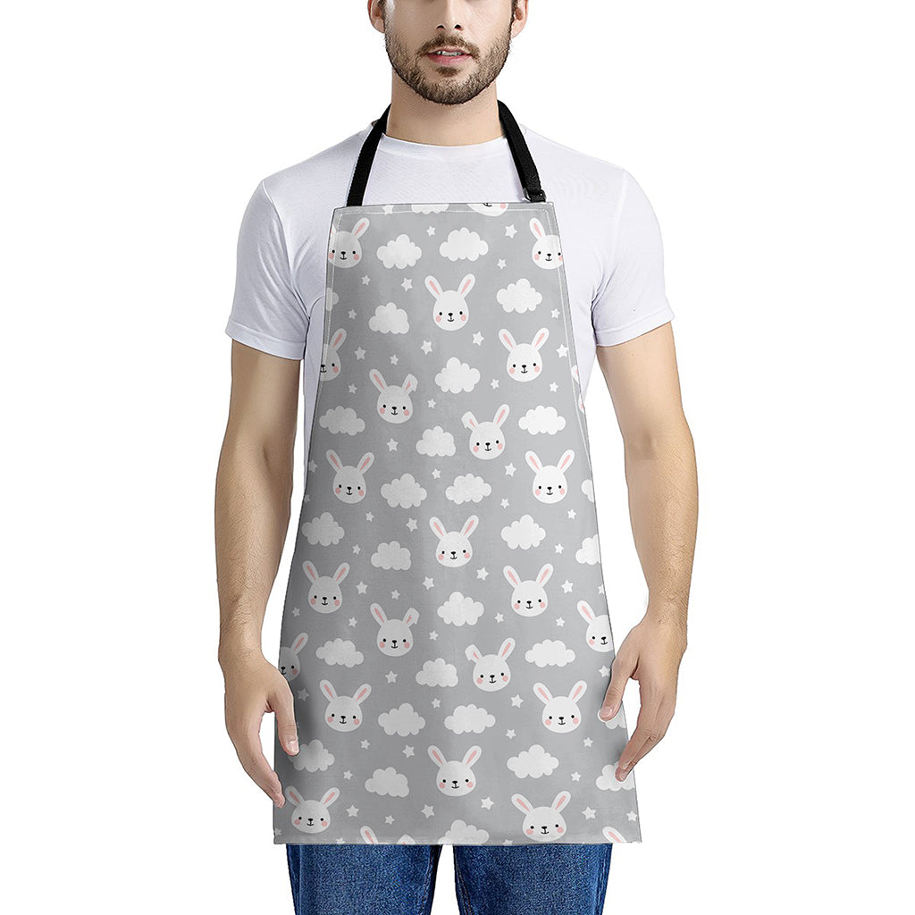 Rabbit And Cloud Pattern Print Apron