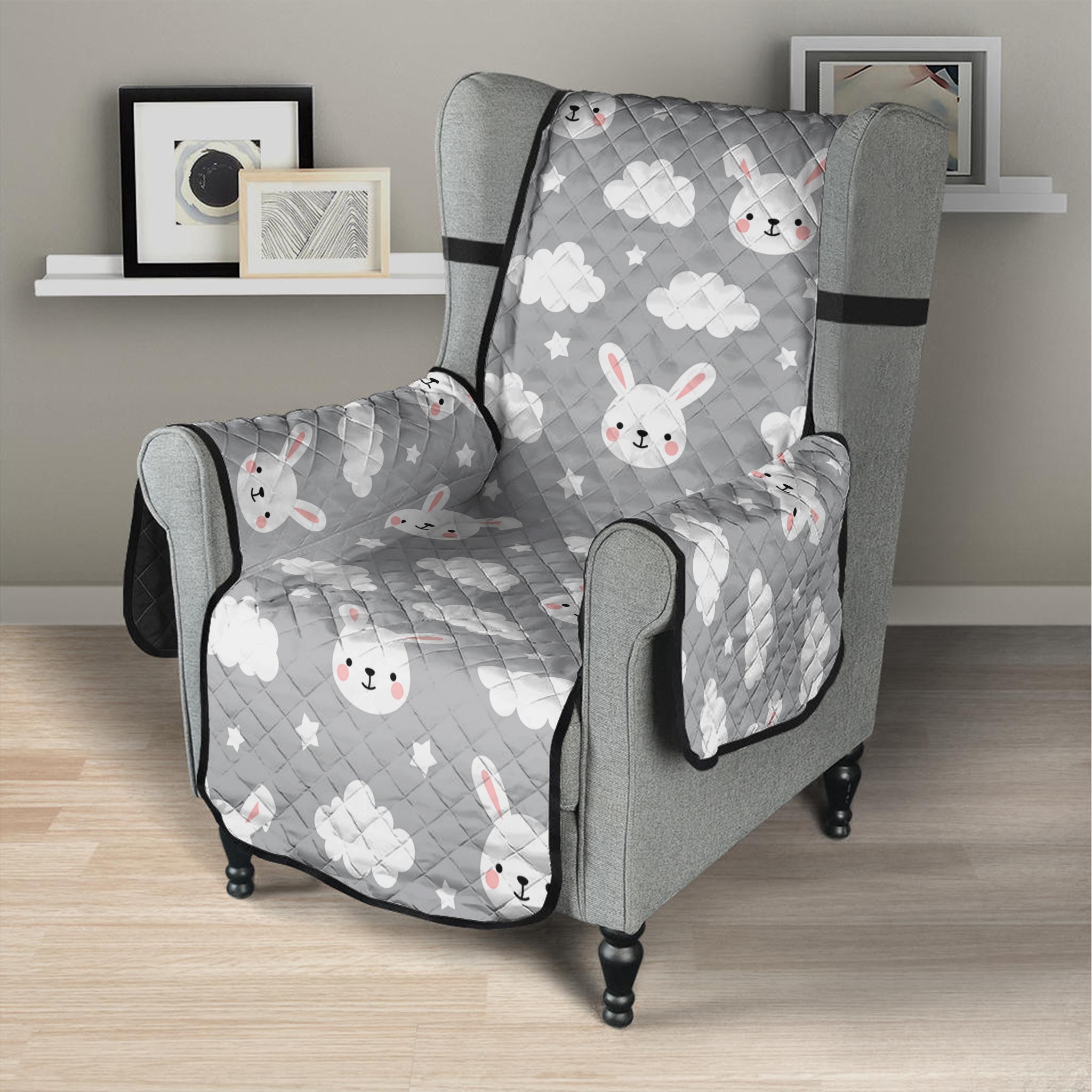 Rabbit And Cloud Pattern Print Armchair Protector