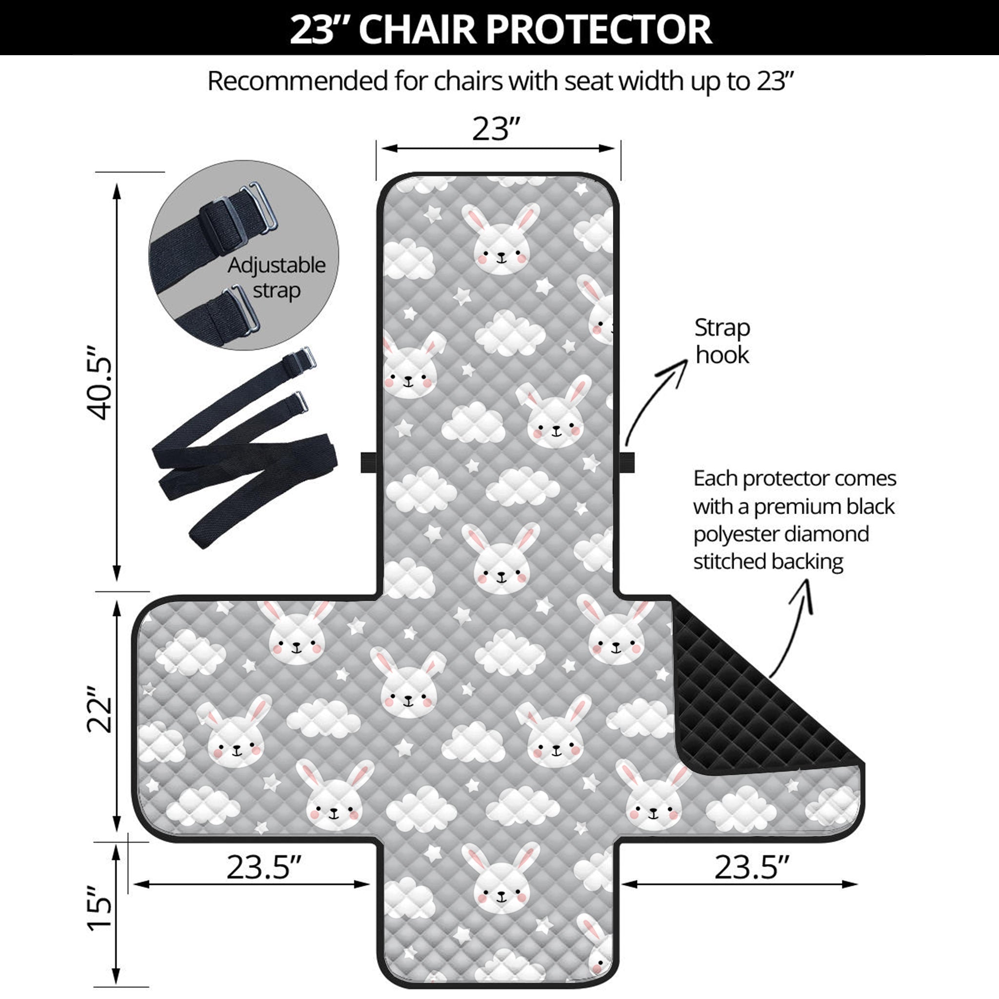 Rabbit And Cloud Pattern Print Armchair Protector