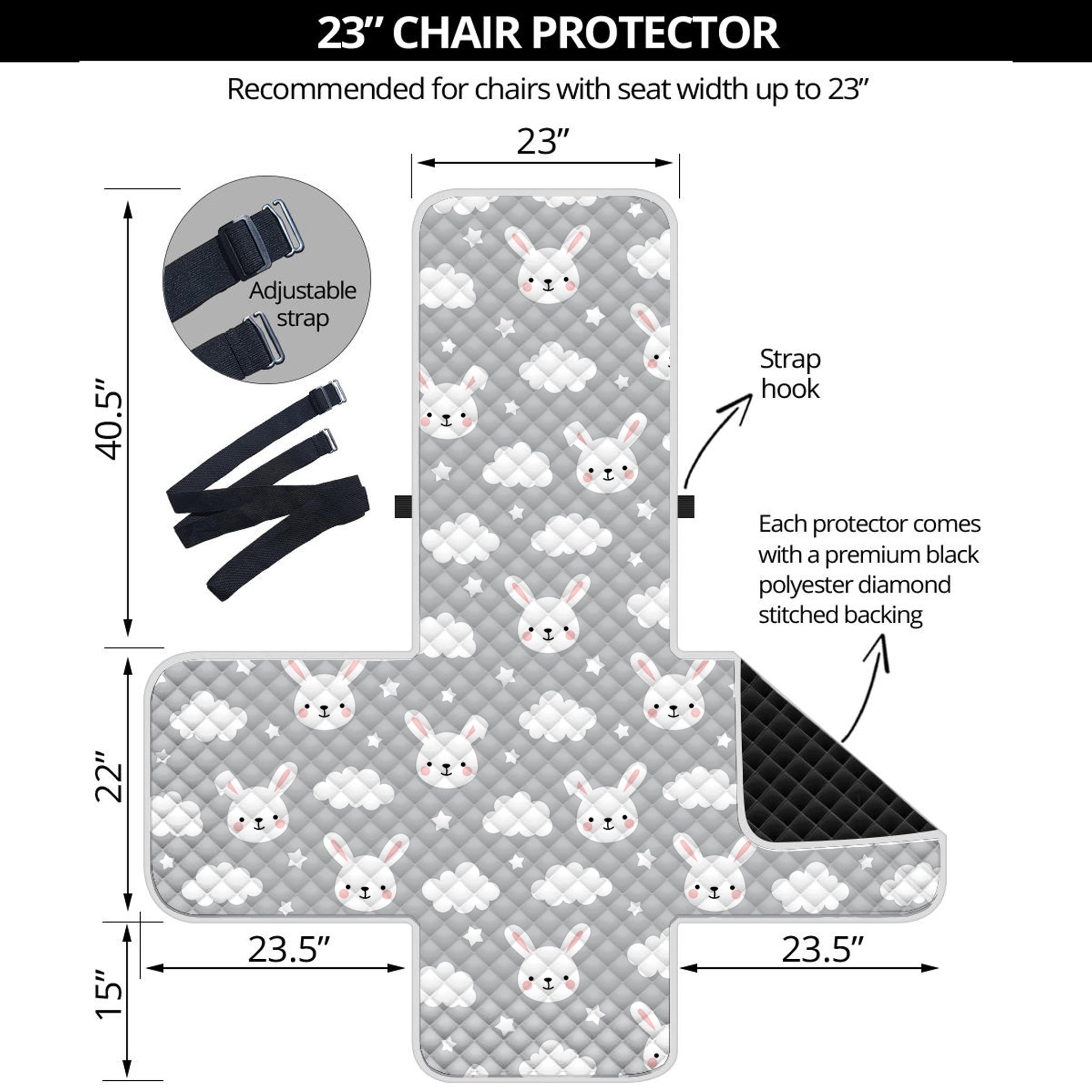 Rabbit And Cloud Pattern Print Armchair Protector