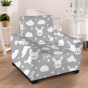 Rabbit And Cloud Pattern Print Armchair Slipcover