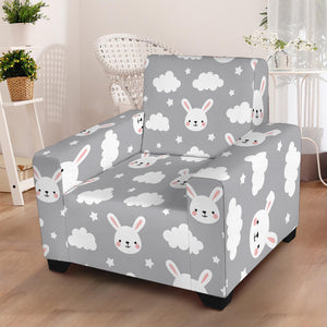 Rabbit And Cloud Pattern Print Armchair Slipcover