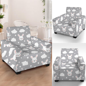 Rabbit And Cloud Pattern Print Armchair Slipcover