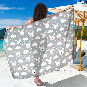 Rabbit And Cloud Pattern Print Beach Sarong Wrap