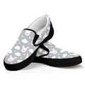 Rabbit And Cloud Pattern Print Black Slip On Sneakers
