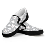 Rabbit And Cloud Pattern Print Black Slip On Shoes