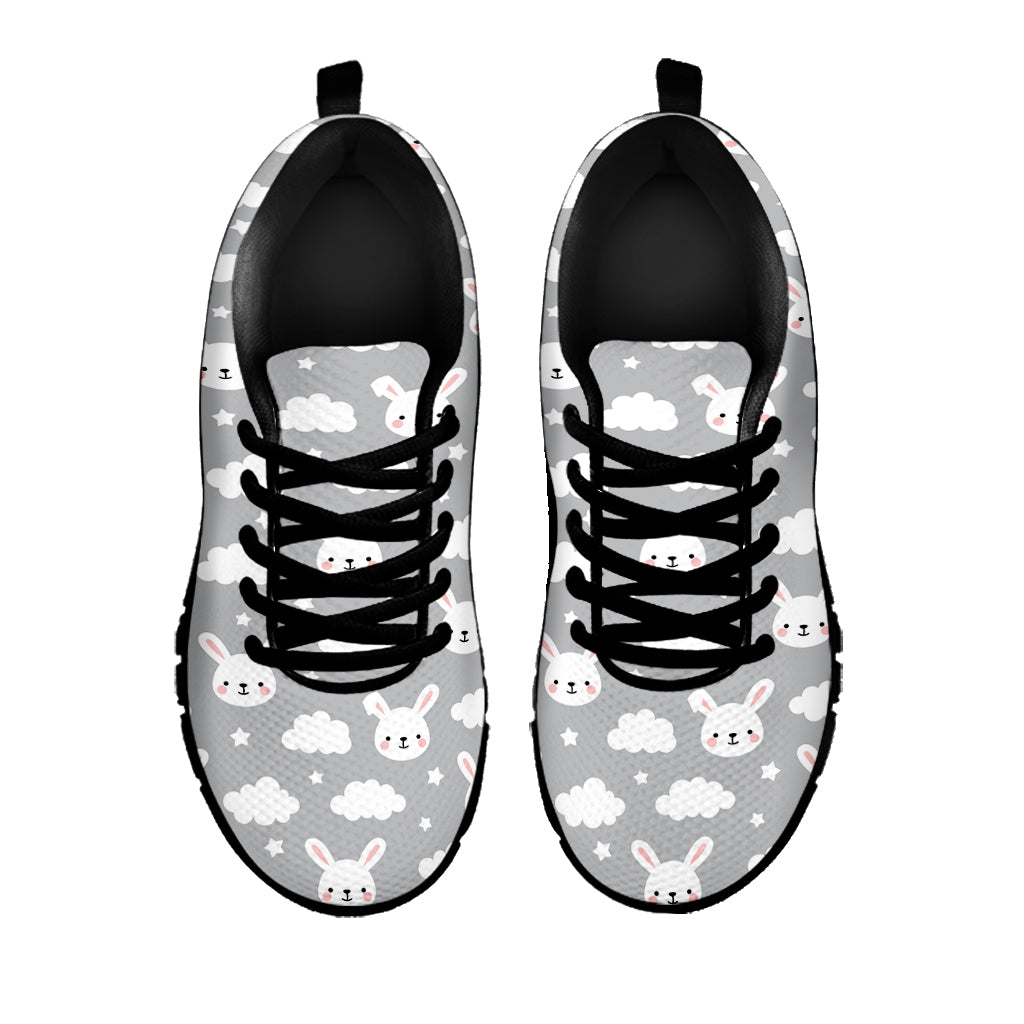 Rabbit And Cloud Pattern Print Black Sneakers