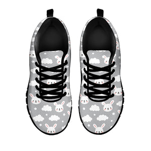 Rabbit And Cloud Pattern Print Black Sneakers