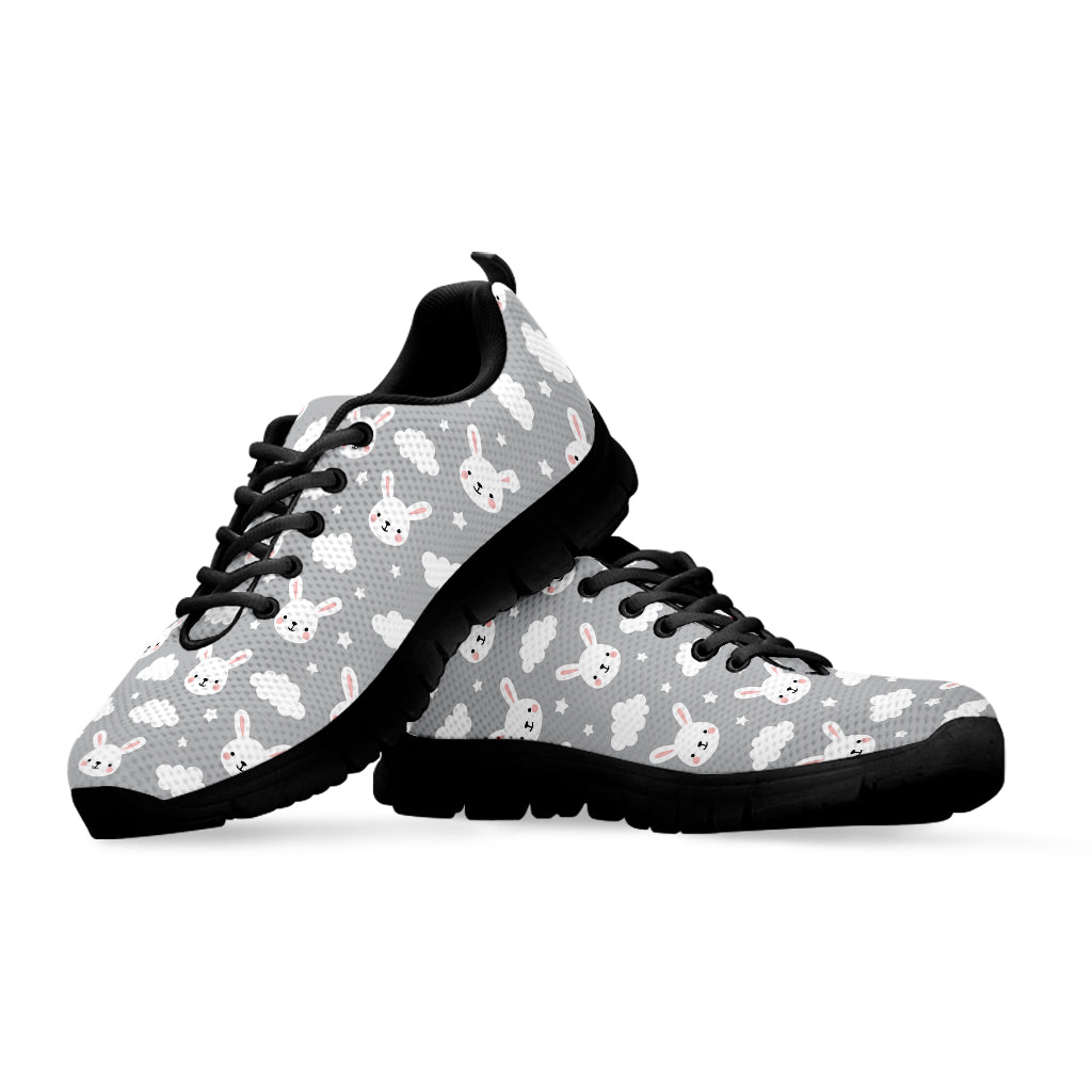 Rabbit And Cloud Pattern Print Black Sneakers