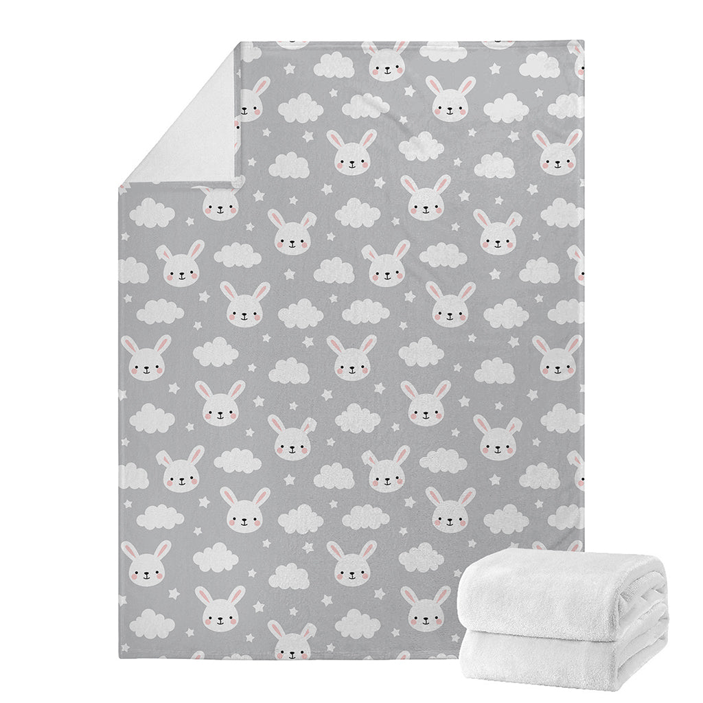 Rabbit And Cloud Pattern Print Blanket