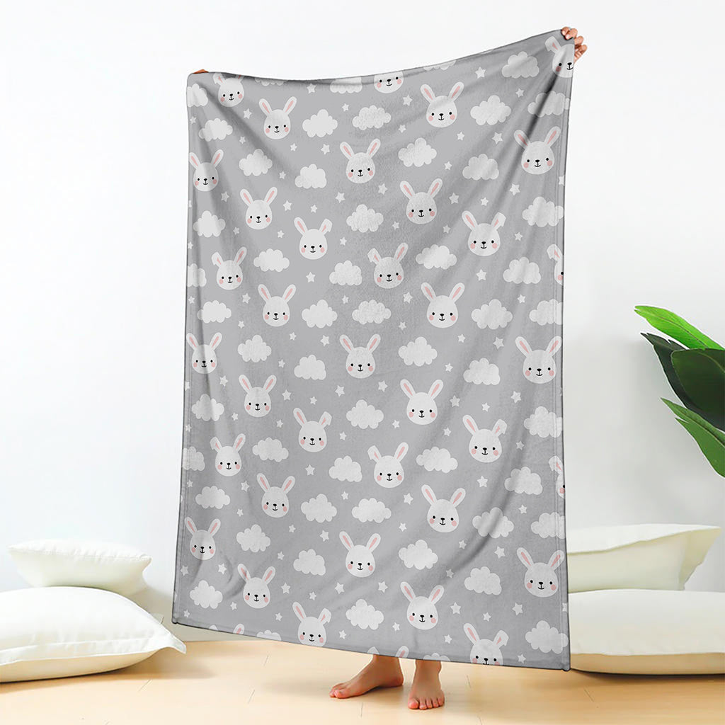 Rabbit And Cloud Pattern Print Blanket