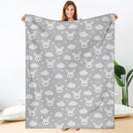 Rabbit And Cloud Pattern Print Blanket