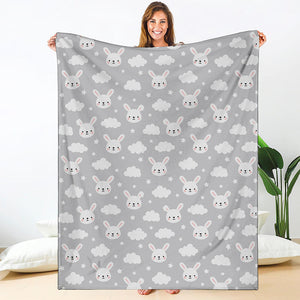 Rabbit And Cloud Pattern Print Blanket