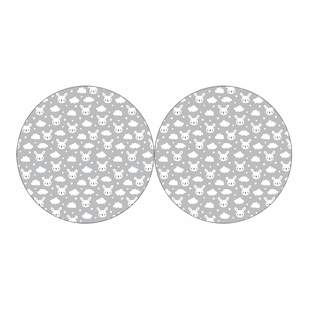 Rabbit And Cloud Pattern Print Car Coasters